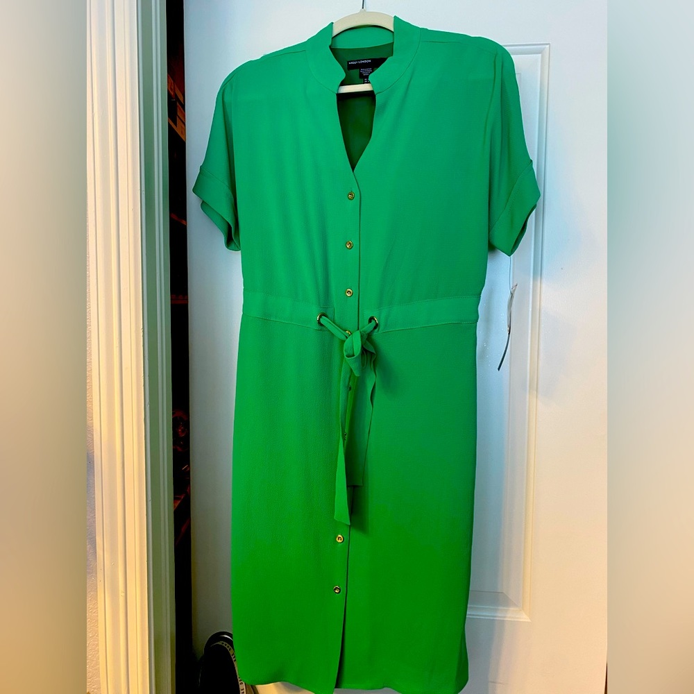 NWT Maggy London emerald green tie waist dress
